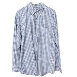 *Orvis Large Blue/White Plaid Button Down Shirt 100% Cotton Long Sleeve Workwear
